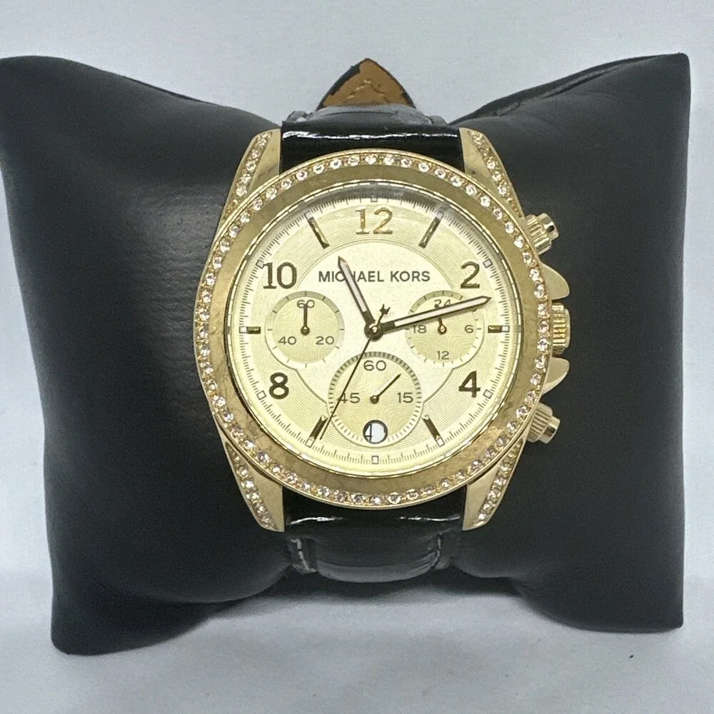 Michael Kors Blair MK5166 Women's Black Leather Analog Dial Quartz Watch HME655